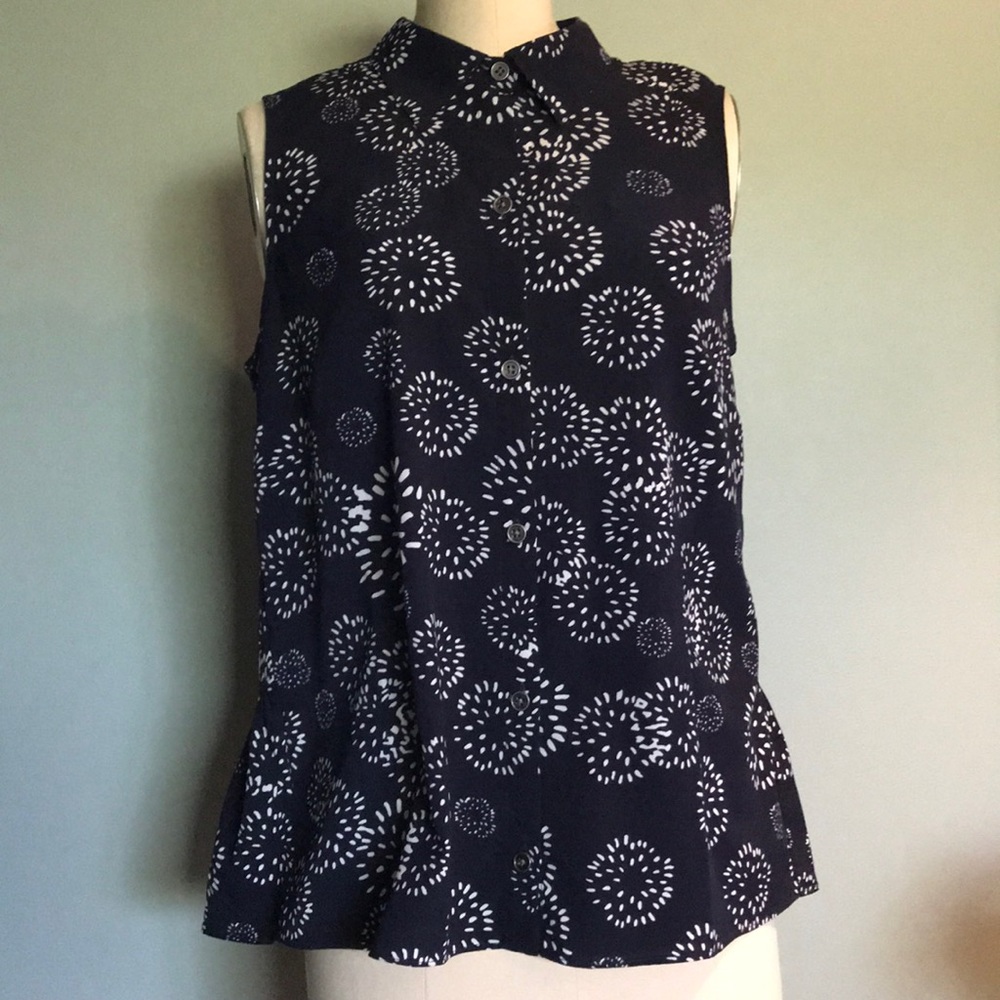 Cabi White Firework Print with Navy Backround